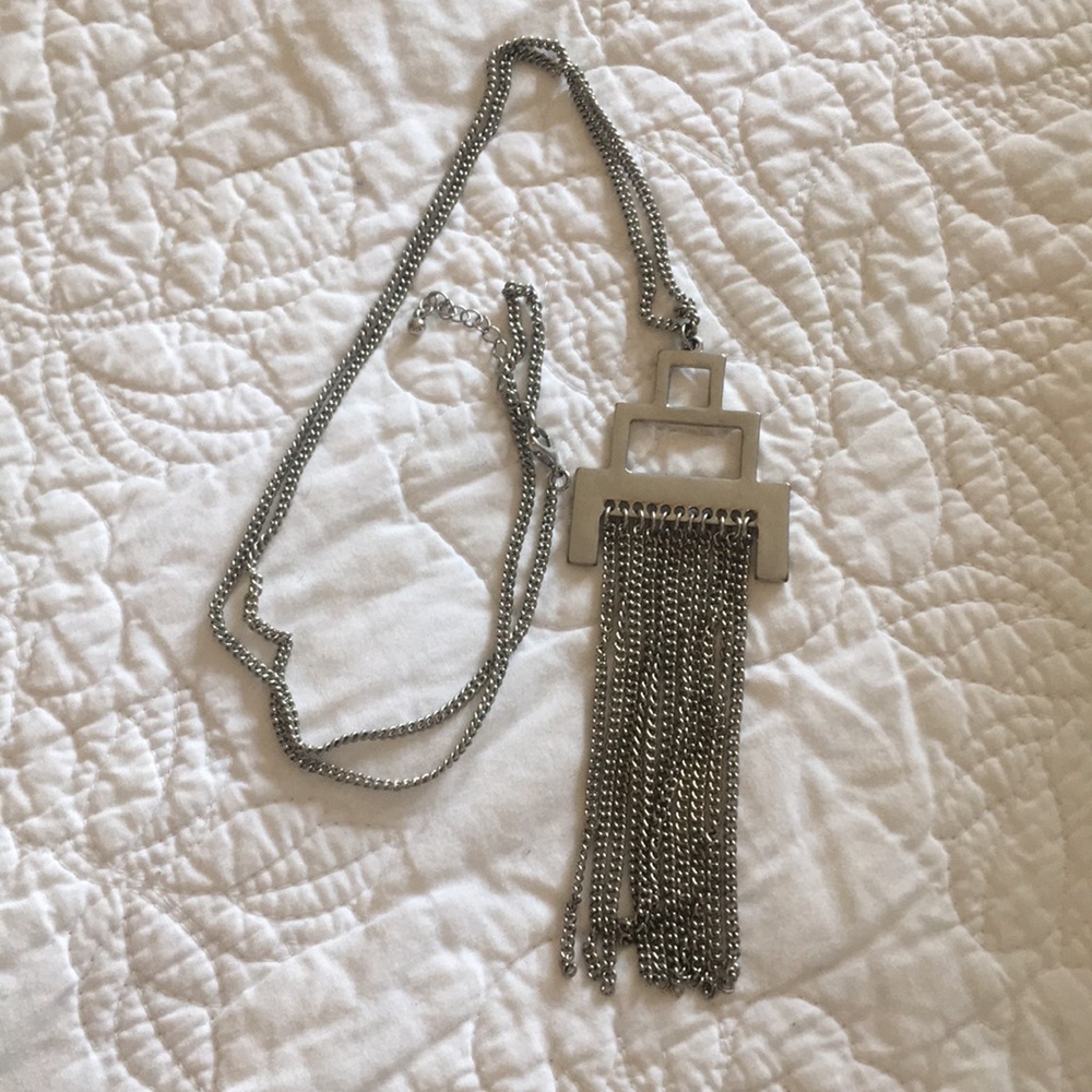 Silver Long Statement Necklace